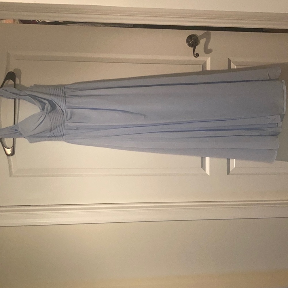 Blue Off Shoulder Bridesmaids Dress